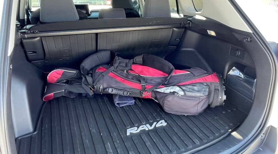 golf clubs in the back of a RAV4