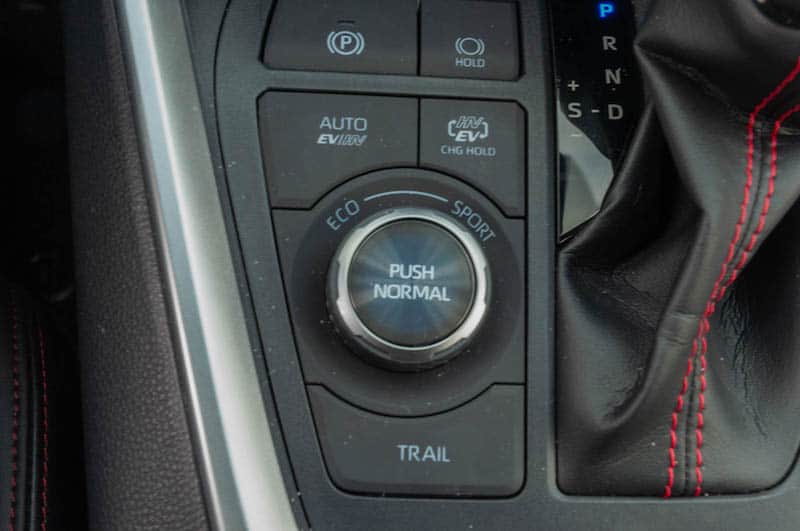 RAV4 Prime EV Mode button