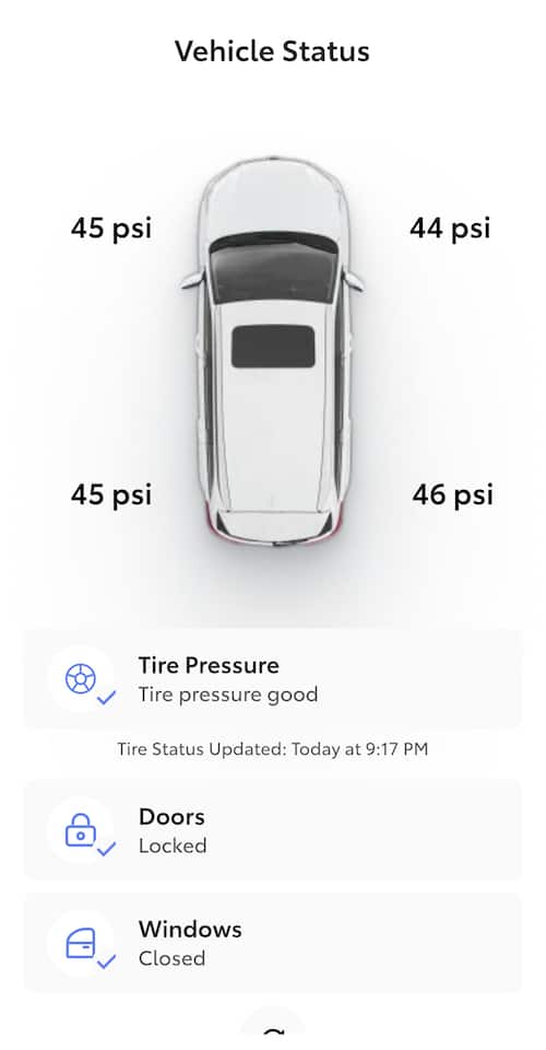 Toyota app checking RAV4 tire PSI