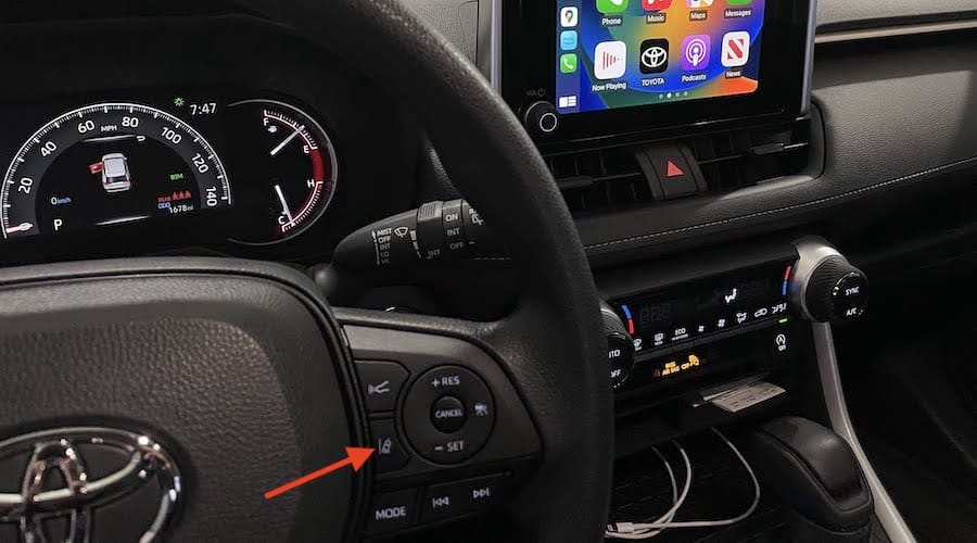 steering wheel button that activates lane steering assist